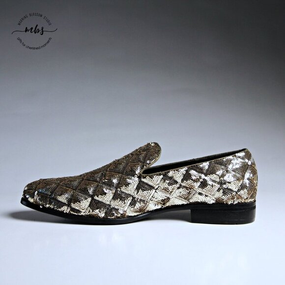 NWOT Stacy Adams Sequins Swank Shoes Gold Men 7.5 - Picture 7 of 13